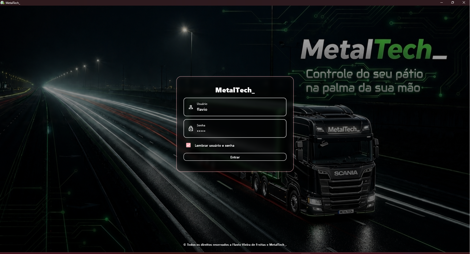 Tela real do sistema MetalTech - imagem 1