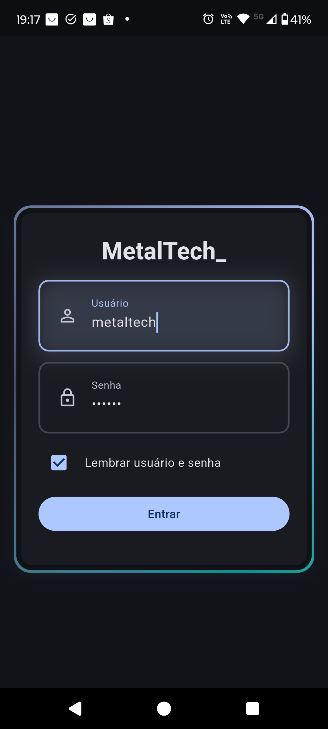 Login Android – MetalTech_